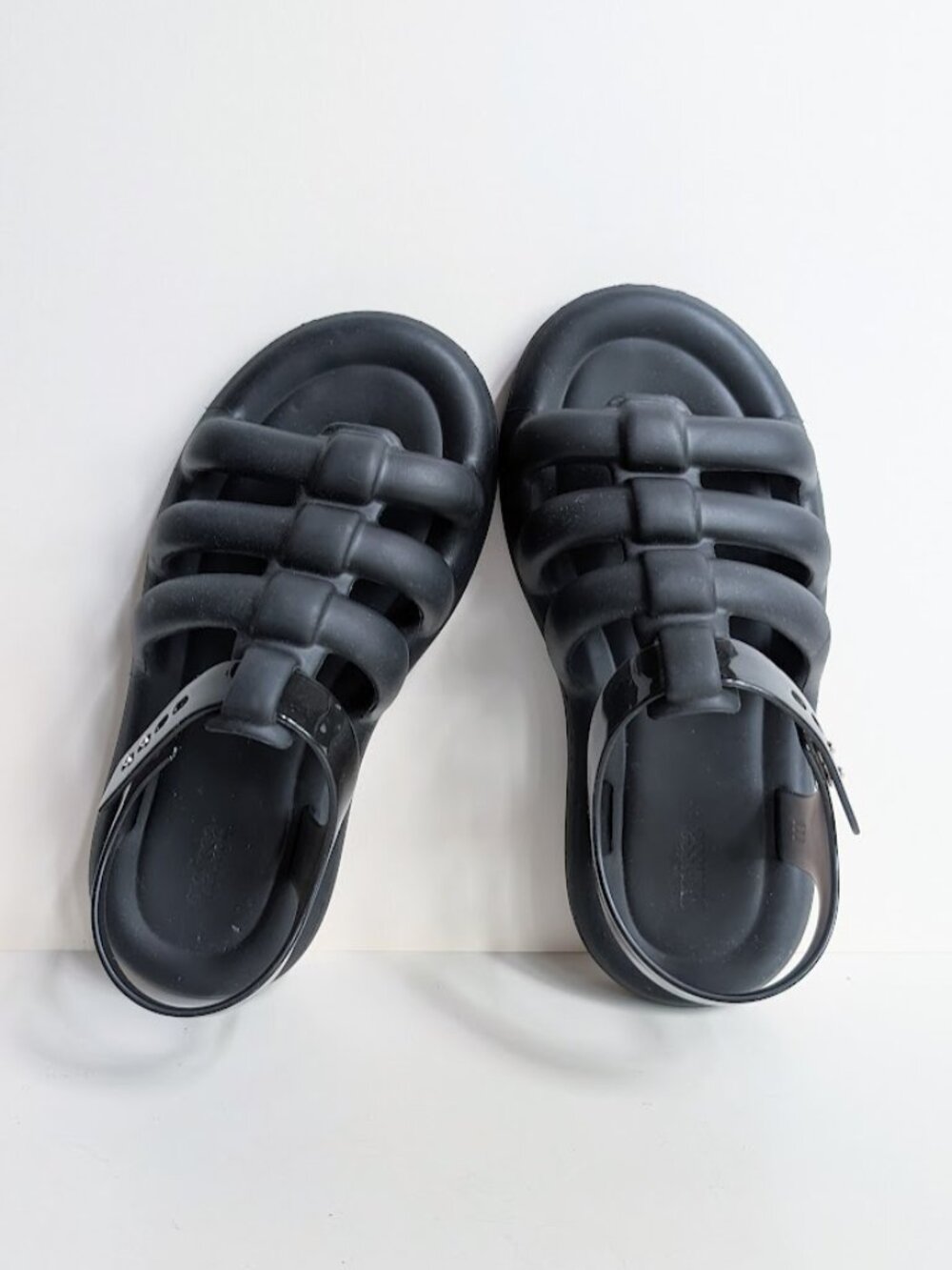 Melissa freesherman fishermen Black Chunky Jelly Rubber Slide Sandals Sz: 8